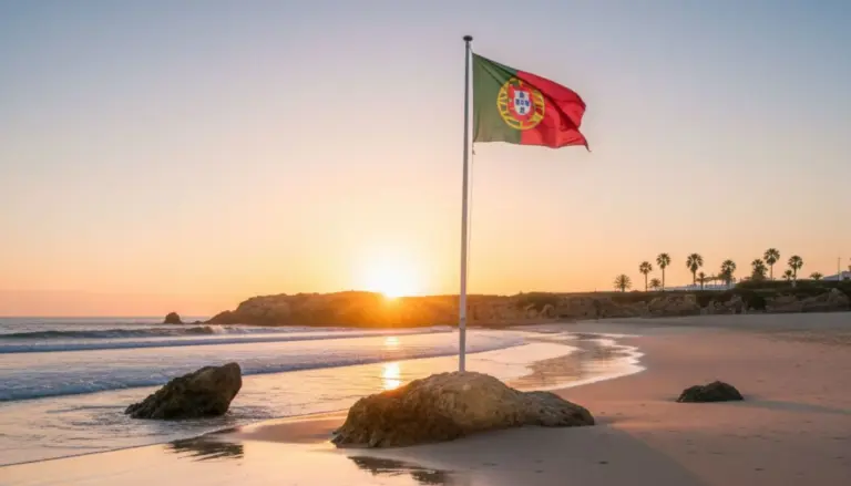 Erfahrene Schneiderin in einer portugiesischen Textilmanufaktur bei der präzisen Verarbeitung hochwertiger Handtücher im warmen Sonnenlicht.